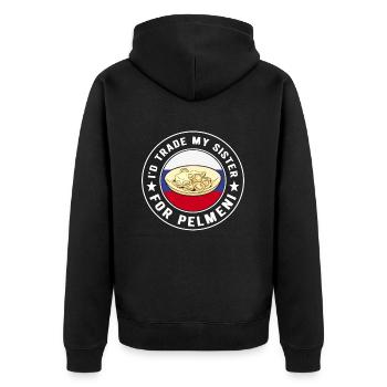 Pelmeni Russische Küche - Unisex Premium Bio Zip Hoodie - Schwarz - Hinten - Nico (187cm)