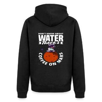 Kaffee Liebhaber Mars Entdeckung Abenteuer - Unisex Premium Bio Zip Hoodie - Schwarz - Hinten - Nico (187cm)