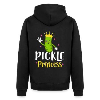 Gurkenprinzessin Lustige Gurke Gurkenmädchen - Unisex Premium Bio Zip Hoodie - Schwarz - Hinten - Nico (187cm)