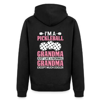 Pickleball Oma Viel cooler Pickle Ball Spieler - Unisex Premium Bio Zip Hoodie - Schwarz - Hinten - Nico (187cm)