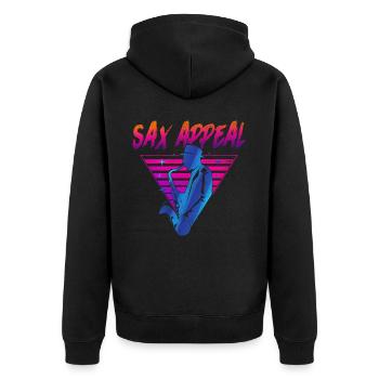 Saxophone Retro Vintage Sax Appeal - Unisex Premium Organic Zip Hoodie - black - Back - Nico (187cm)