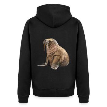 Walross - Unisex Premium Bio Zip Hoodie - Schwarz - Hinten - Nico (187cm)
