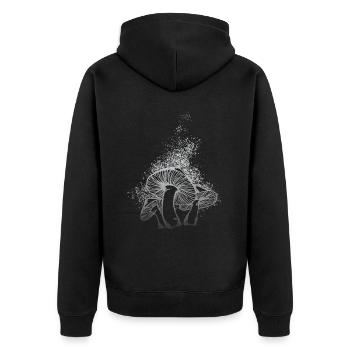 Pilzsporen Pilzvielfalt Pilze - Unisex Premium Bio Zip Hoodie - Schwarz - Hinten - Nico (187cm)