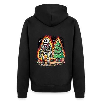 Weihnachtsskelett Mit Lichterkette - Unisex Premium Bio Zip Hoodie - Schwarz - Hinten - Nico (187cm)
