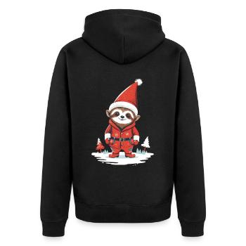 Lazy Santa Claus Sloth Illustration - Unisex Premium Organic Zip Hoodie - black - Back - Nico (187cm)