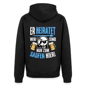 JGA T-Shirt Männer Junggesellenabschied Shirt JGA - Unisex Premium Bio Zip Hoodie - Schwarz - Hinten - Nico (187cm)