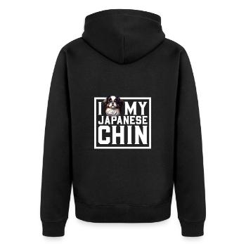I love my Japanese Chin - Unisex Premium Organic Zip Hoodie - black - Back - Nico (187cm)