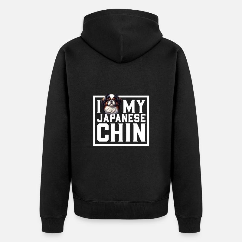 J'adore mon menton japonais - Veste à capuche bio Premium Unisexe - noir