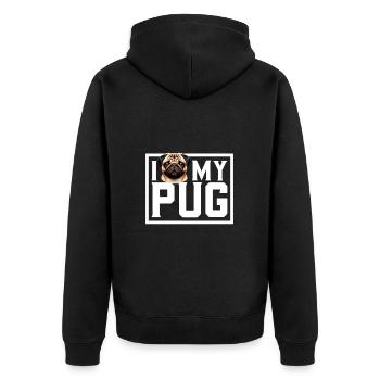 Ich liebe meinen Mops - Unisex Premium Bio Zip Hoodie - Schwarz - Hinten - Nico (187cm)