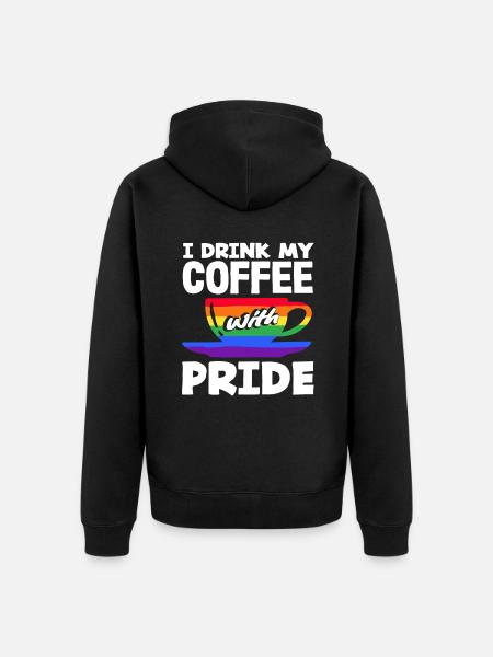 Coffee Lovers Proud With Pride - Unisex Premium Organic Zip Hoodie - black