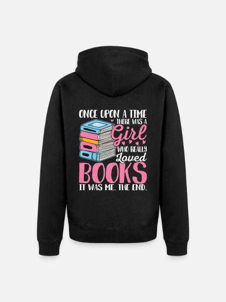 Ein Mädchen, das Bücher liebte Weibliche - Premium økologisk unisex-hættejakke - sort