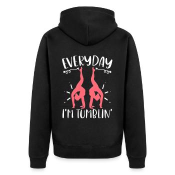 Everyday I'm Tumblin' Funny Tumbling Gymnastics - Unisex Premium Bio Zip Hoodie - Schwarz - Hinten - Nico (187cm)