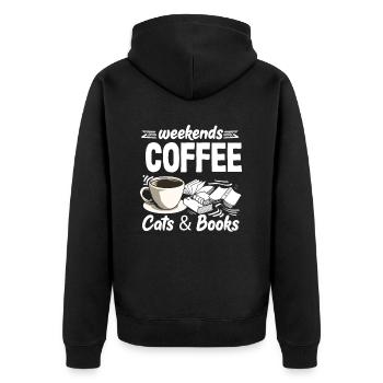 Week-end des amateurs de café : chats et livres - Veste à capuche bio Premium Unisexe - noir - Dos - Nico (187cm)