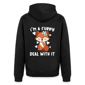 I'm A Furry Deal With It Furry Fandom Fursona - Unisex Premium Organic Zip Hoodie - black - Back - Nico (187cm)