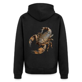 Skorpion - Unisex Premium Bio Zip Hoodie - Schwarz - Hinten - Nico (187cm)