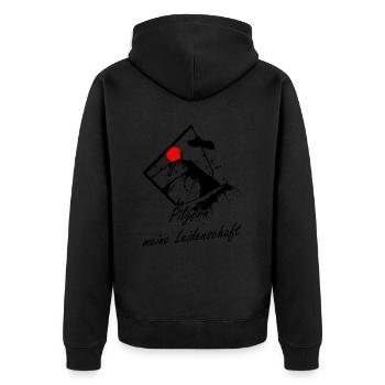 Jakobsweg Pilgern ist meine Leidenschaft Pilger - Unisex Premium Bio Zip Hoodie - Schwarz - Hinten - Nico (187cm)
