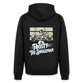 Frosty the Swoleman Snowman Winter Fitness - Unisex Premium Organic Zip Hoodie - black - Back - Nico (187cm)