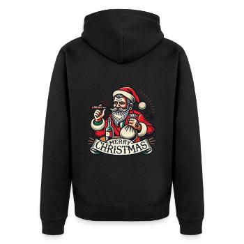 Fröhliche Weihnachten Santa Zigarren - Unisex Premium Bio Zip Hoodie - Schwarz - Hinten - Nico (187cm)