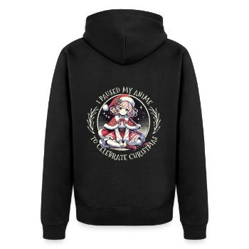 J’ai mis mon anime en pause pour Noël - Veste à capuche bio Premium Unisexe - noir - Dos - Nico (187cm)