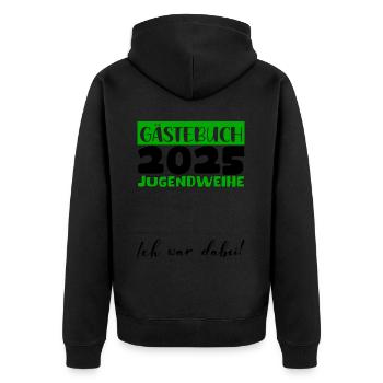 Jugendweihe 2025 Gästebuch Geschenk Mädchen Jungen - Unisex Premium Bio Zip Hoodie - Schwarz - Hinten - Nico (187cm)