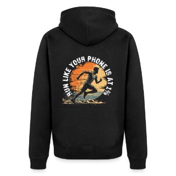 Läufer Lustiges Renn Workout Gym Fitness - Unisex Premium Bio Zip Hoodie - Schwarz - Hinten - Nico (187cm)