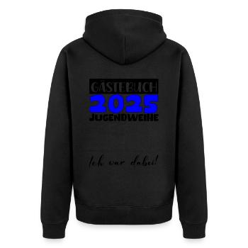 Jugendweihe 2025 Gästebuch Geschenk Mädchen Jungen - Unisex Premium Bio Zip Hoodie - Schwarz - Hinten - Nico (187cm)