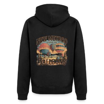 New Mexico Land of Hot Balloons - Unisex Premium Bio Zip Hoodie - Schwarz - Hinten - Nico (187cm)