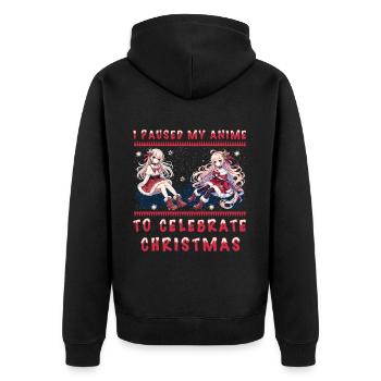 Kawaii Girl Anime Christmas Break to Celebrate - Unisex Premium Organic Zip Hoodie - black - Back - Nico (187cm)