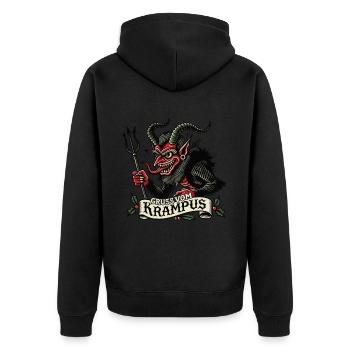 Gruss Vom Krampus Weihnachtlicher Spaß - Unisex Premium Bio Zip Hoodie - Schwarz - Hinten - Nico (187cm)
