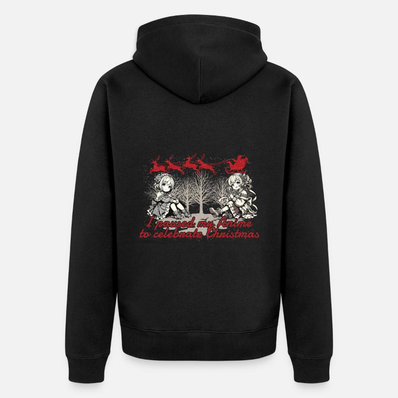 Style Kawaii de Noël animé - Veste à capuche bio Premium Unisexe - noir