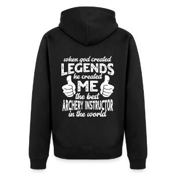 Best Archery Coach Legend - Unisex Premium Organic Zip Hoodie - black - Back - Nico (187cm)