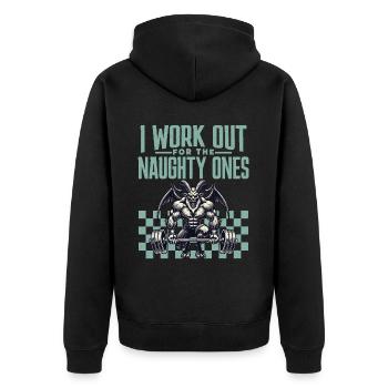 Krampus Workout Für Böse Jungs Weihnachten - Unisex Premium Bio Zip Hoodie - Schwarz - Hinten - Nico (187cm)