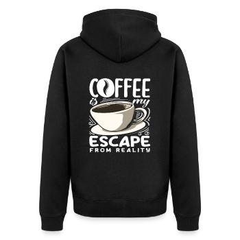 Amateurs de café Le café est mon évasion - Veste à capuche bio Premium Unisexe - noir - Dos - Nico (187cm)
