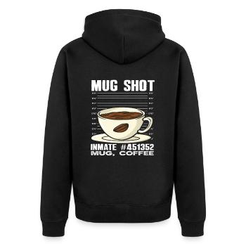 Coffee Lovers Mug Shot Inmate Design - Unisex Premium Organic Zip Hoodie - black - Back - Nico (187cm)