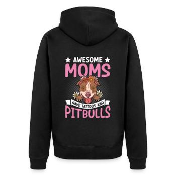 Awesome Mütter haben Tattoos und Pitbulls Pitbull - Unisex Premium Bio Zip Hoodie - Schwarz - Hinten - Nico (187cm)