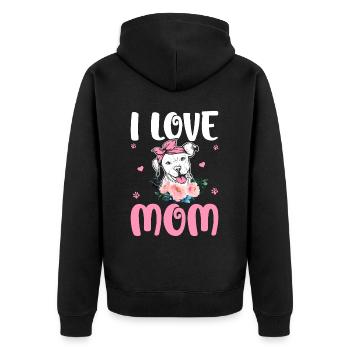 Ich liebe Mama Pitbull Mama Tattoo - Unisex Premium Bio Zip Hoodie - Schwarz - Hinten - Nico (187cm)