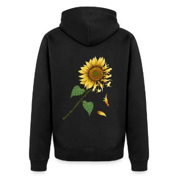 Mein Sonnenschein, Sonnenblume, Dino, Liebe - Unisex Premium Bio Zip Hoodie - Schwarz - Hinten - Nico (187cm)