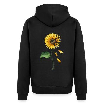 Mein Sonnenschein, Sonnenblume, Dino, Liebe - Unisex Premium Bio Zip Hoodie - Schwarz - Hinten - Nico (187cm)