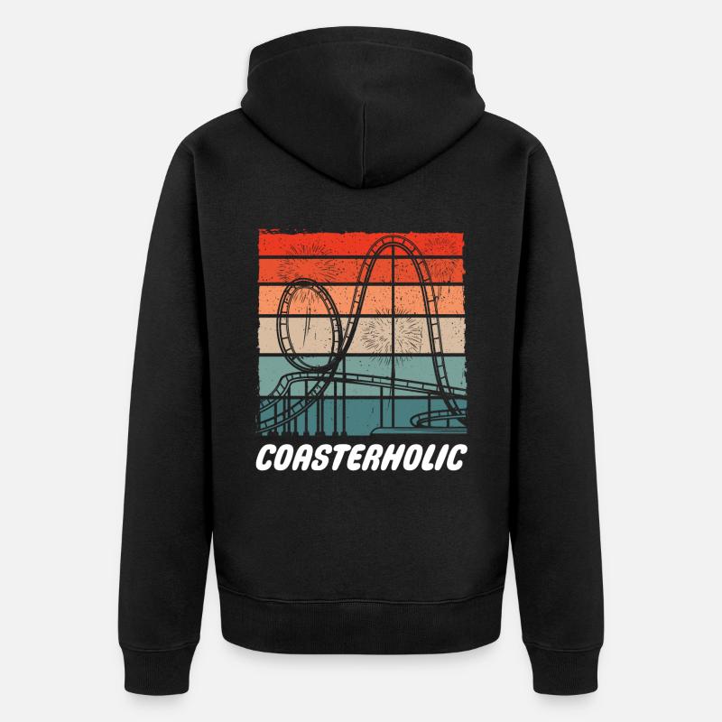 Coasterholic, Freizeitpark, Rummelplatz Achterbahn - Unisex Premium Bio Zip Hoodie - Schwarz