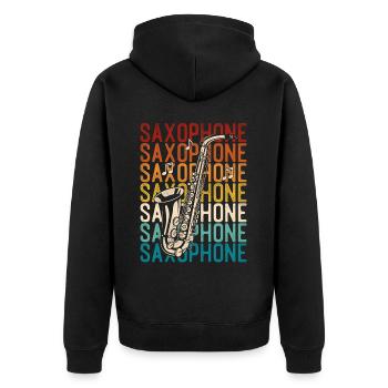 Saxophone Retro Vintage Saxophone - Unisex Premium Bio Zip Hoodie - Schwarz - Hinten - Nico (187cm)