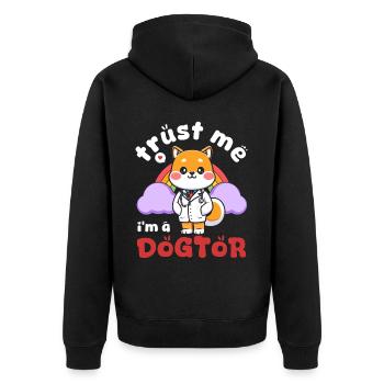 Vertrauen Sie Mir Ich Bin Ein Dogtor lustiger Hund - Unisex Premium Bio Zip Hoodie - Schwarz - Hinten - Nico (187cm)