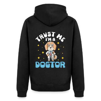 Vertrauen Sie Mir Ich Bin Ein Dogtor lustiger Hund - Unisex Premium Bio Zip Hoodie - Schwarz - Hinten - Nico (187cm)