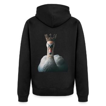 Schwan - Unisex Premium Bio Zip Hoodie - Schwarz - Hinten - Nico (187cm)