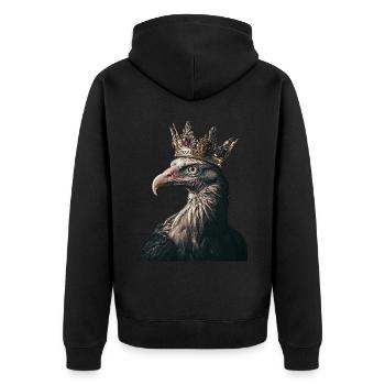 Geier - Unisex Premium Bio Zip Hoodie - Schwarz - Hinten - Nico (187cm)