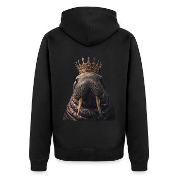 Walross - Unisex Premium Bio Zip Hoodie - Schwarz - Hinten - Nico (187cm)