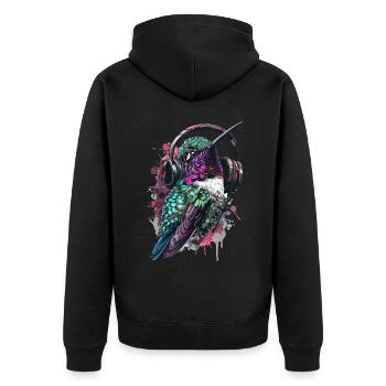 Kolibri - Unisex Premium Bio Zip Hoodie - Schwarz - Hinten - Nico (187cm)