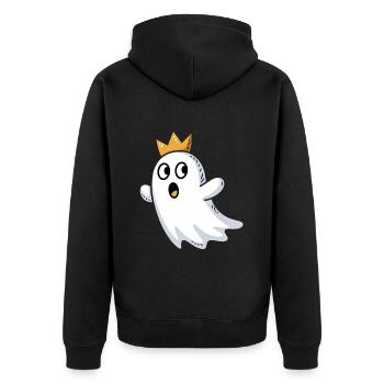 Doodle fantôme avec une couronne - Veste à capuche bio Premium Unisexe - noir - Dos - Nico (187cm)