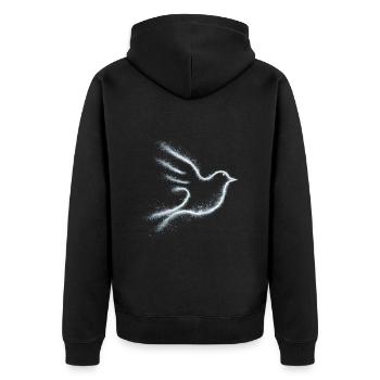 Vogel - Unisex Premium Bio Zip Hoodie - Schwarz - Hinten - Nico (187cm)