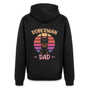 Dobermann Spruch Papa Lustiges Dobermann Geschenk - Unisex Premium Bio Zip Hoodie - Schwarz - Hinten - Nico (187cm)