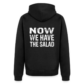 Now We Have The Salad Funny Statement Motif - Unisex Premium Organic Zip Hoodie - black - Back - Nico (187cm)